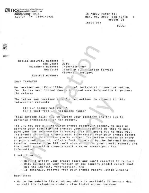 Irs Sent Letter To Verify Identity - TAX